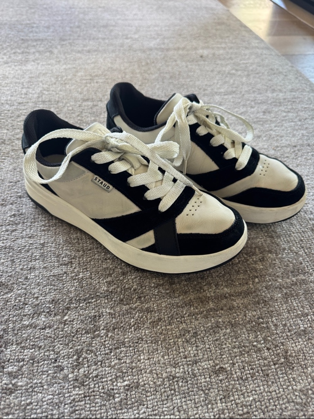STAUD & Keds Collab Black and White Low-Top Sneakers. Size 7.